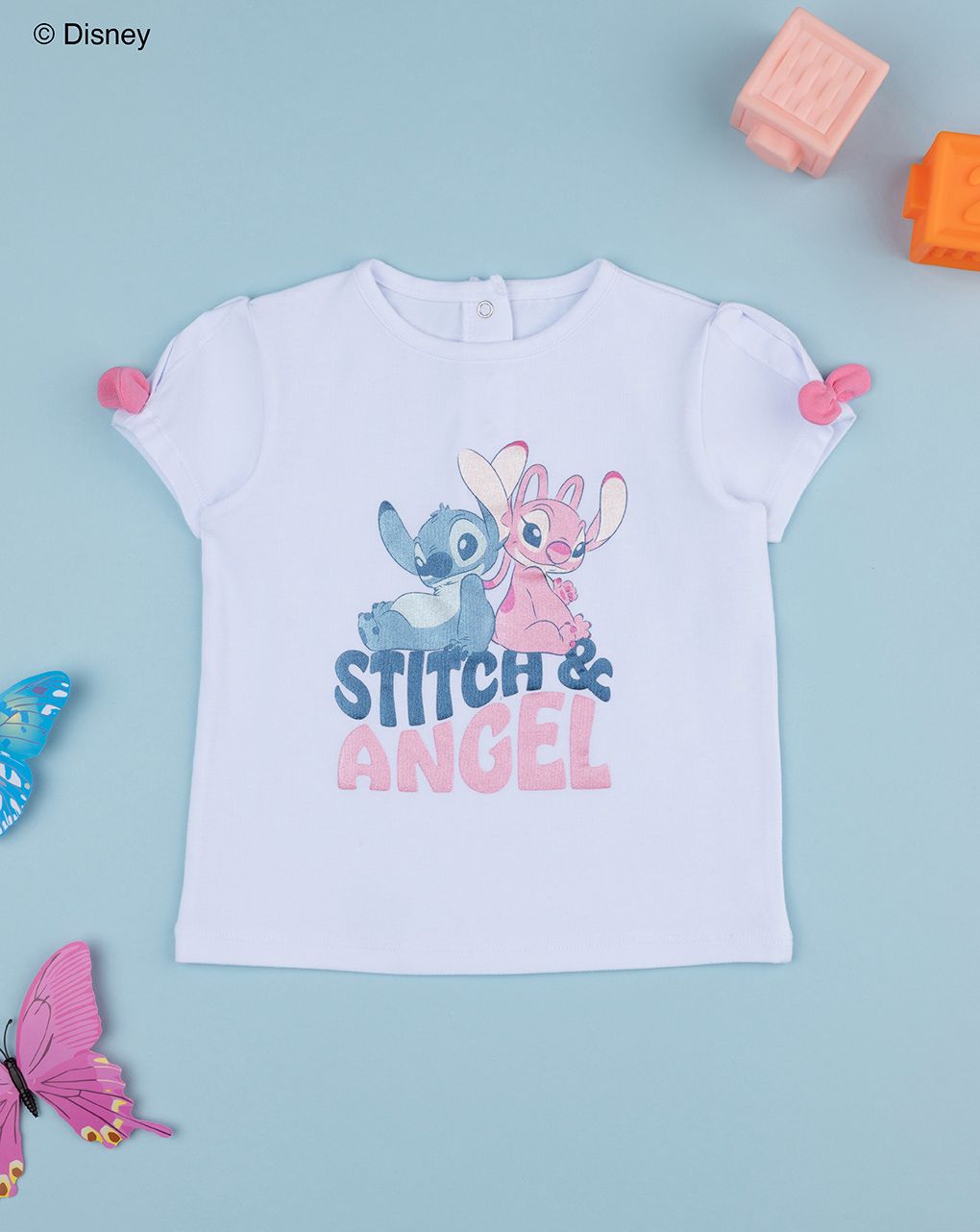 βρεφικό t-shirt λευκό stitch & angel για κορίτσι