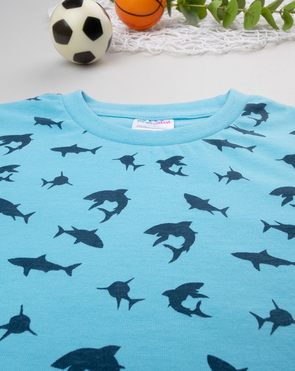 παιδική πιτζάμα γαλάζια/μπλε με καρχαρίες για αγόρι - Prénatal