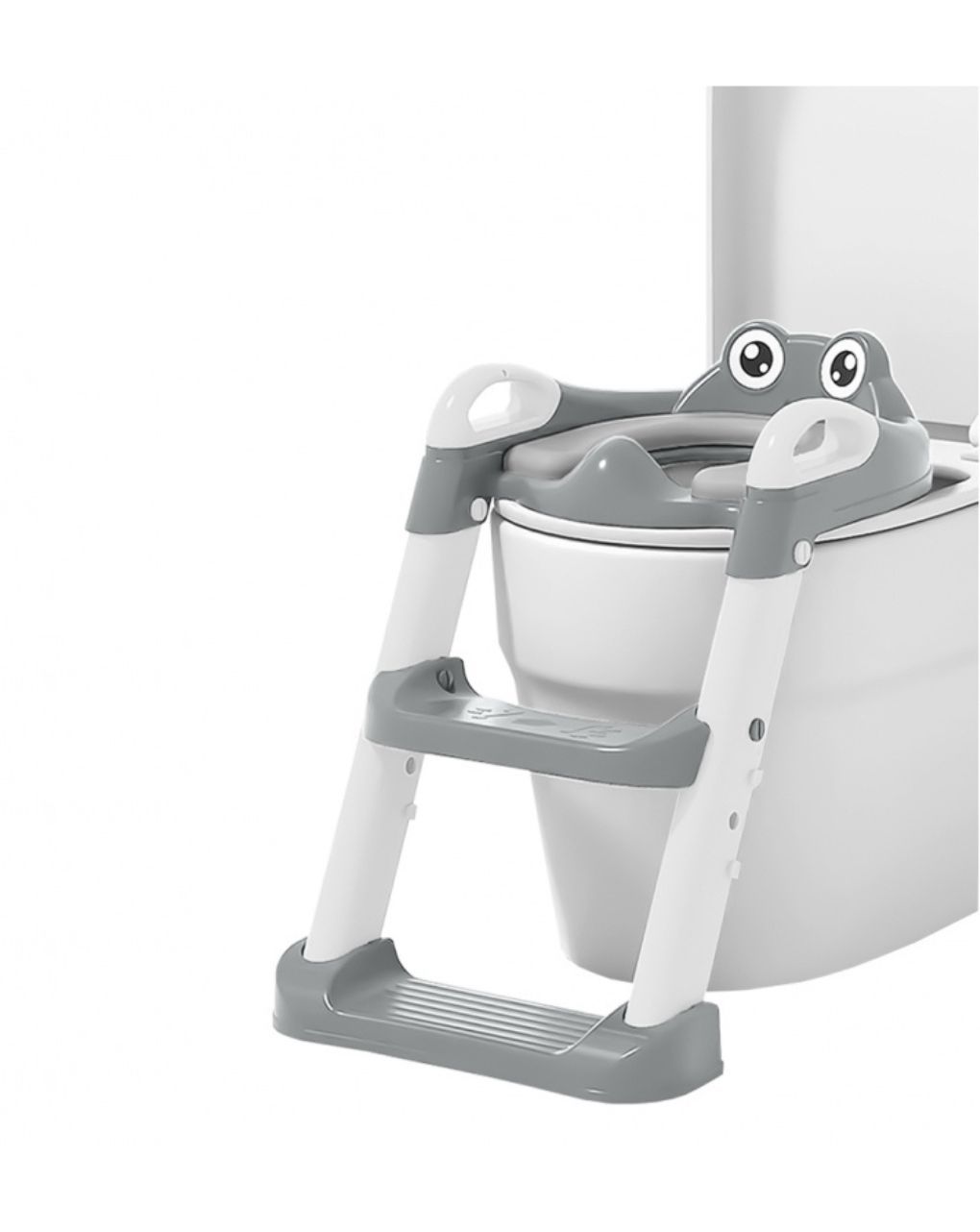 Bebe stars κάθισμα τουαλέτας με χερούλια και σκαλοπατάκια frog grey 56-186 - Bebe Stars