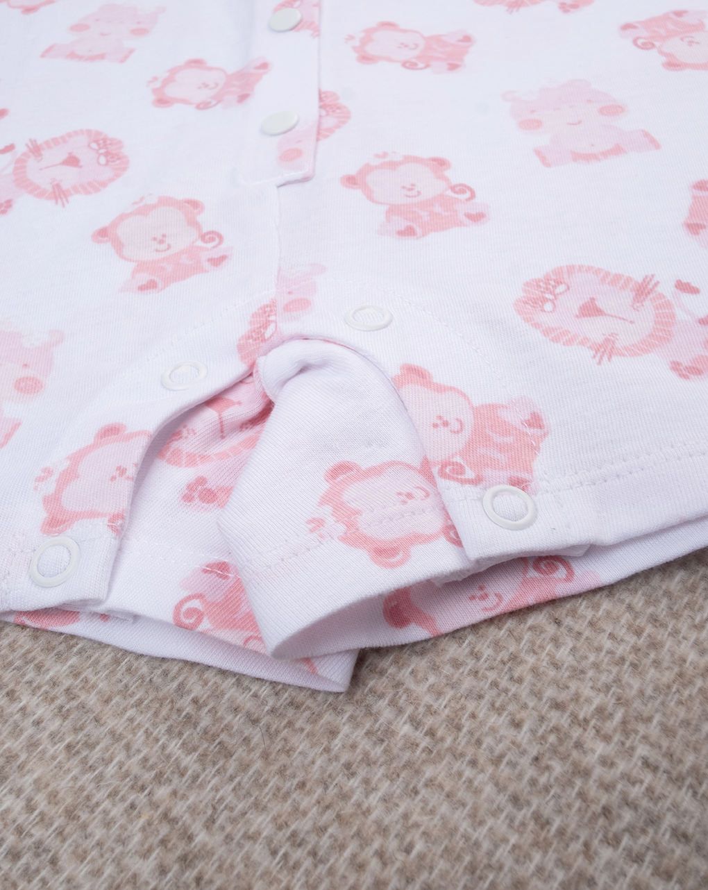 βρεφική ολόσωμη πιτζάμα λευκή με ζωάκια για κορίτσι - Prénatal