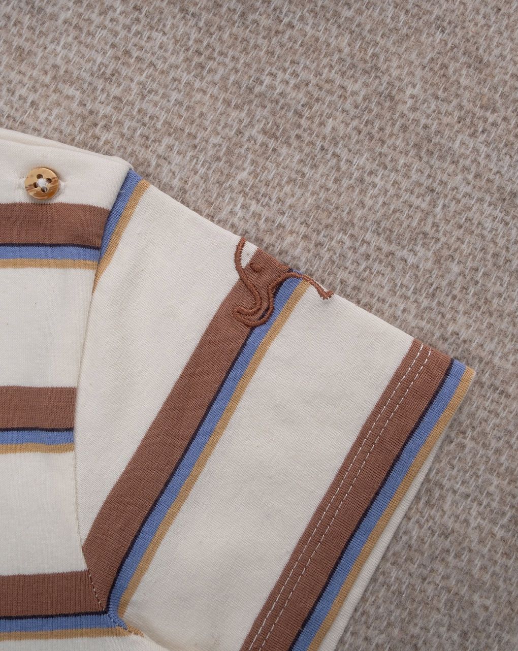 βρεφικό t-shirt μπεζ ριγέ με ελέφαντα για αγόρι - Prénatal