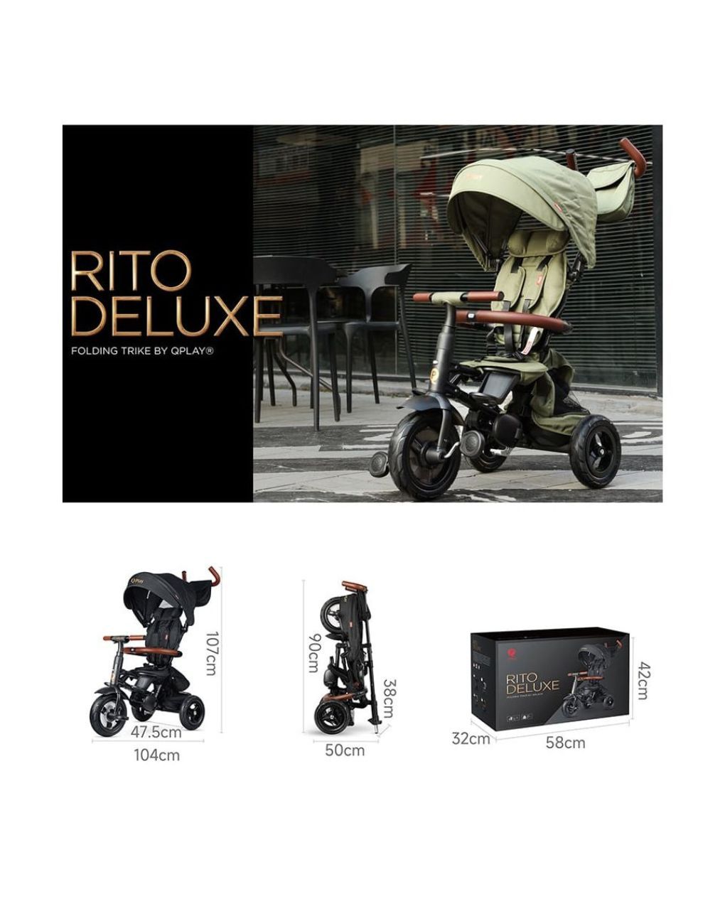 Qplay τρίκυκλο rito deluxe air gel wheels grey 01-1212068-03 - QPLAY