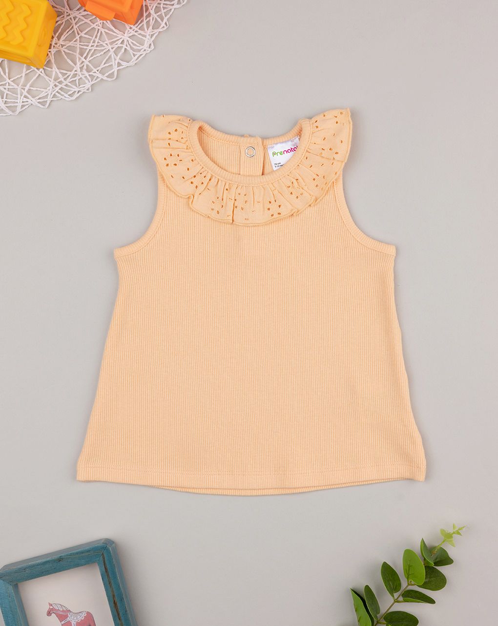 βρεφική αμάνικη μπλούζα ριμπ πορτοκαλί sangallo για κορίτσι