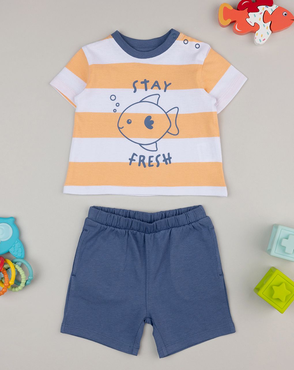 βρεφικό σετ t-shirt και σορτσάκι stay fresh για αγόρι - Prénatal