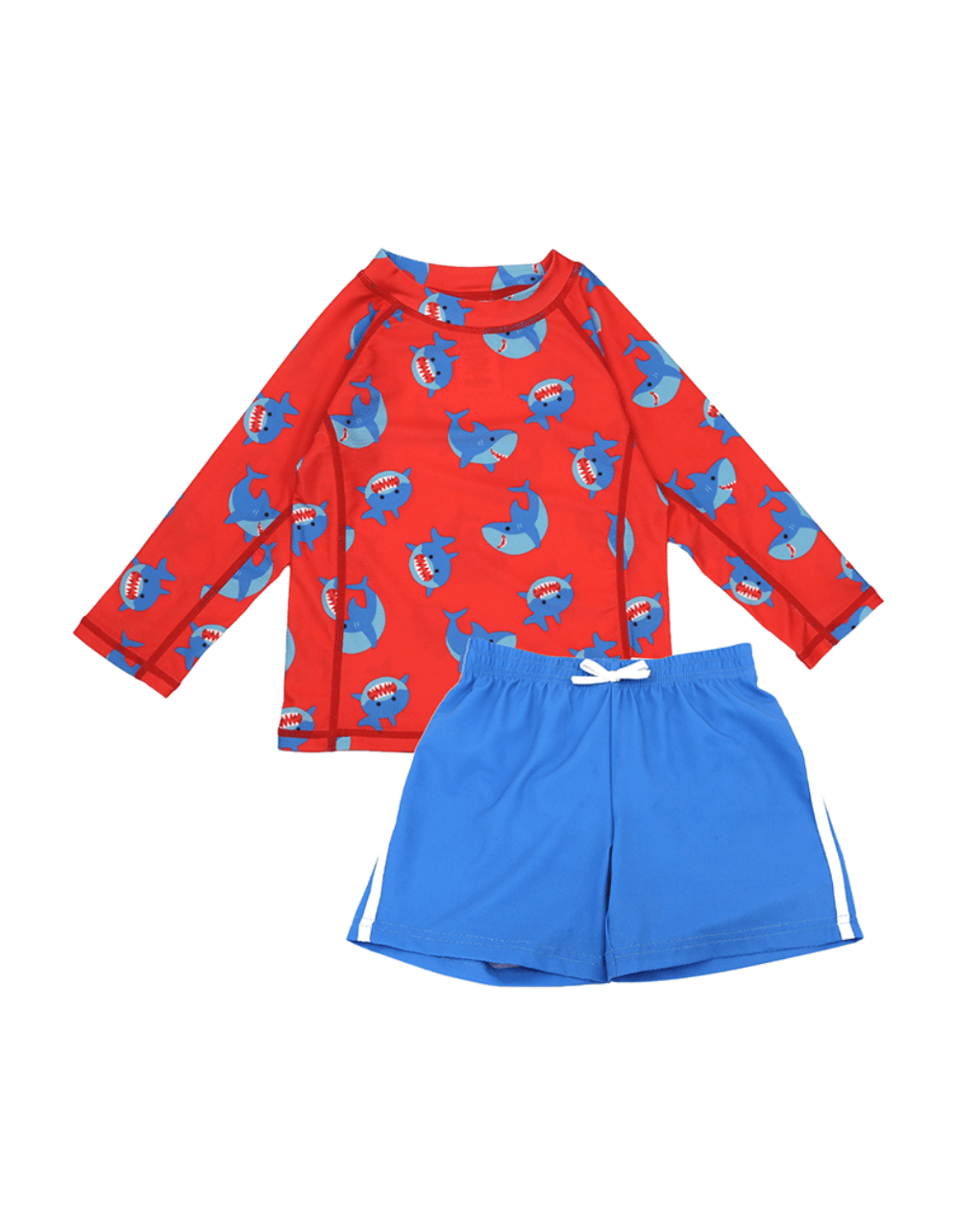 Zoocchini σετ uv μαγιό σορτς και μπλούζα sherman the shark 6 μηνών - 4 ετών zoo16403 - Zoocchini
