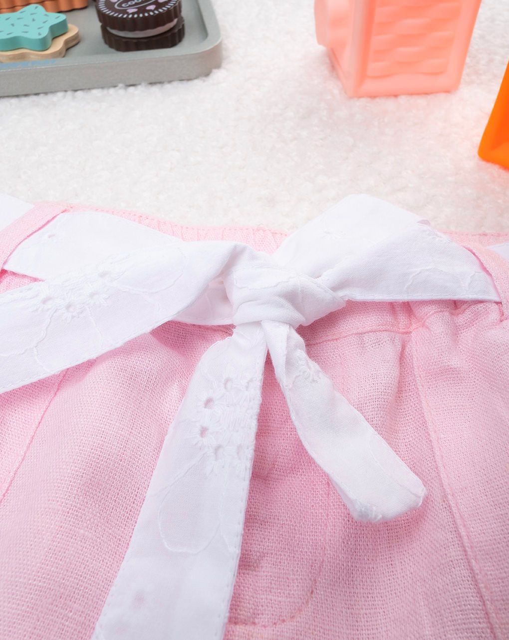 βρεφικό σορτσάκι λινό ροζ με ζώνη για κορίτσι - Prénatal