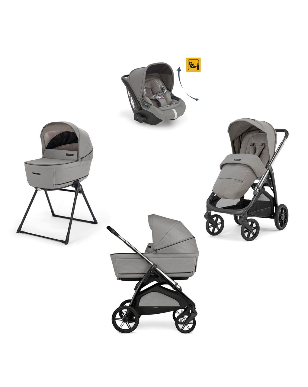Inglesina σύστημα μεταφοράς quattro aptica darwin recline με σκελετό litio platinum grey - Inglesina
