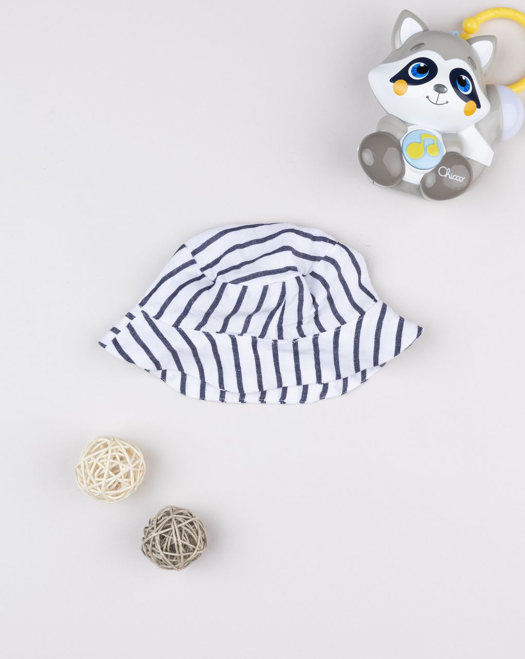 βρεφικό καπέλο λινό ριγέ μπλε/λευκό για κορίτσι