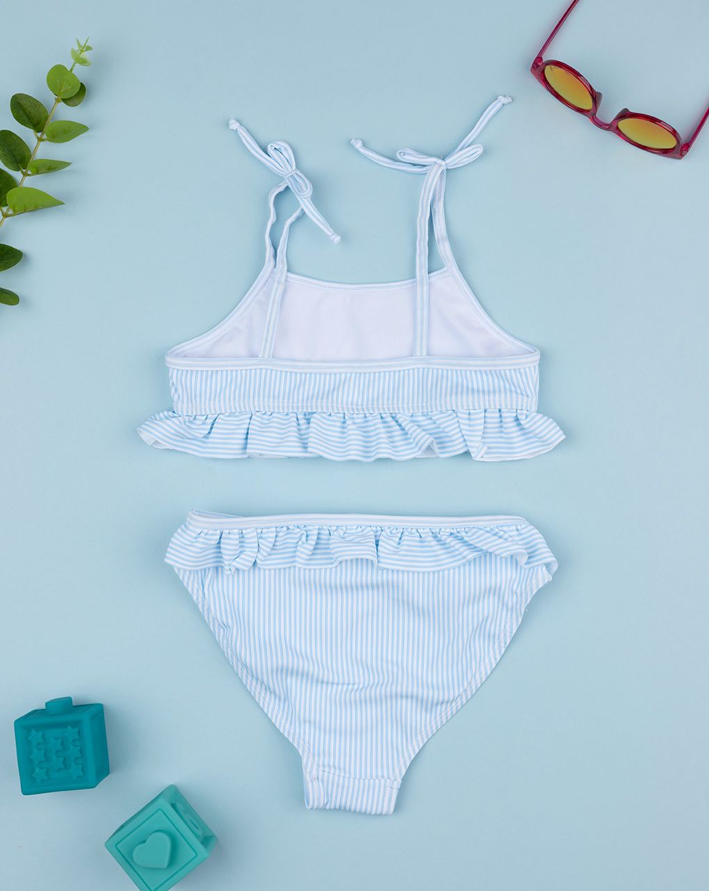 παιδικό μαγιό μπικίνι ριγέ μπλε/λευκό για κορίτσι - Prénatal
