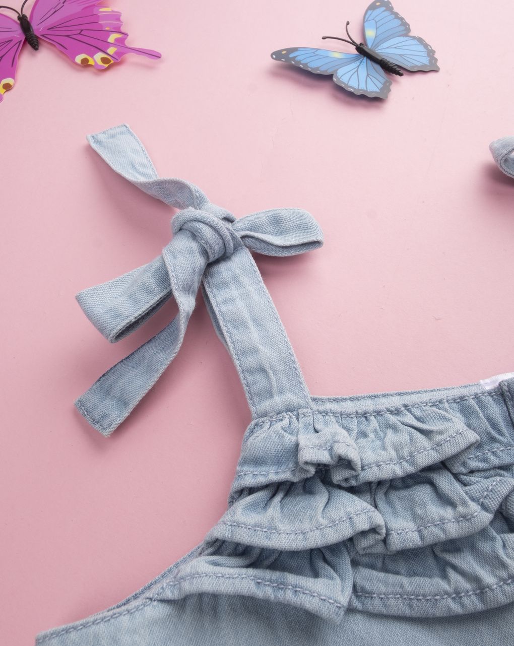 παιδική τζιν ολόσωμη φόρμα με πεταλούδες για κορίτσι - Prénatal