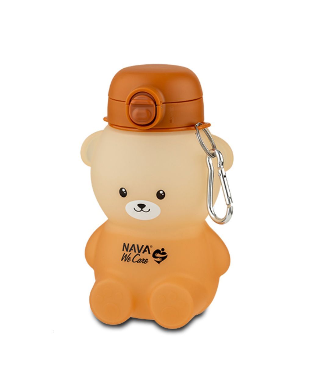 Nava μπουκάλι νερού σιλικόνης καφέ-μπεζ αρκουδάκι "we care" 600ml 10-006-020 - Nava
