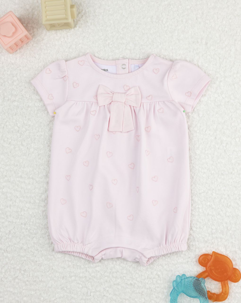 βρεφικό φορμάκι ροζ με καρδούλες για κορίτσι