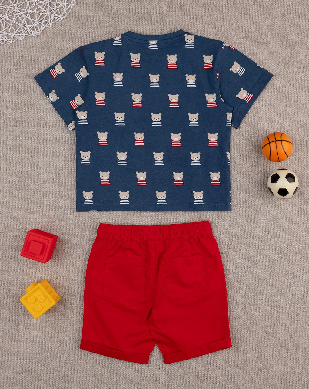 βρεφικό σετ t-shirt και σορτσάκι με αρκουδάκια για αγόρι - Prénatal