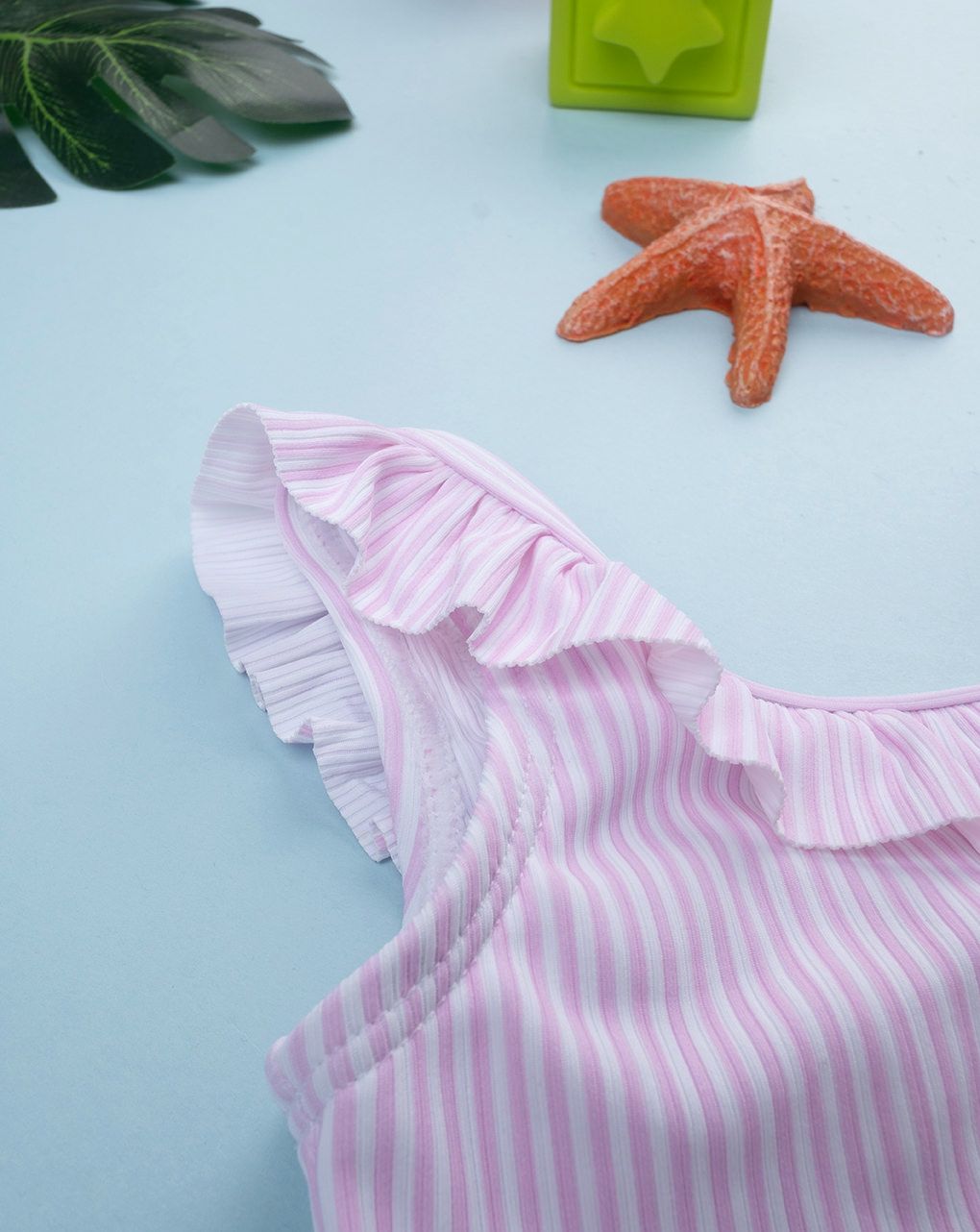 βρεφικό ολόσωμο μαγιό ριγέ ροζ/λευκό για κορίτσι - Prénatal