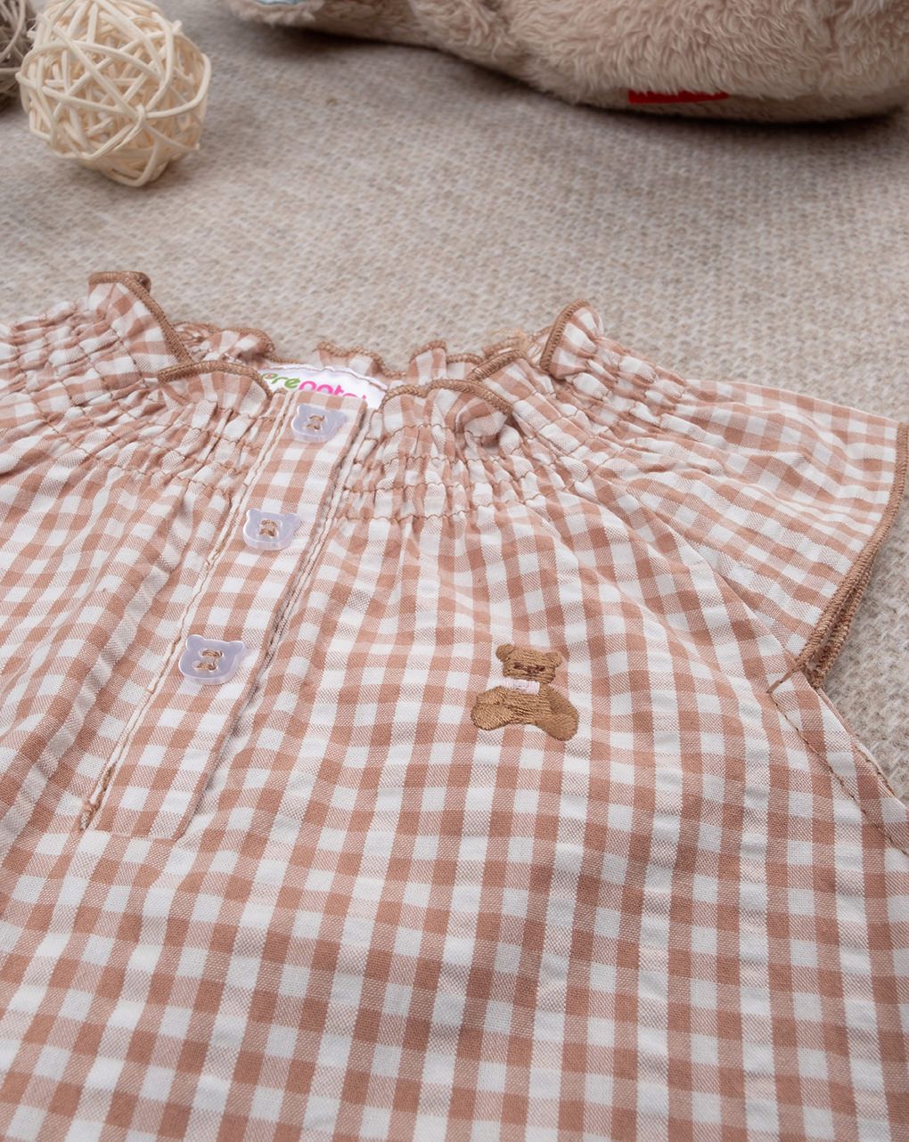 βρεφικό σετ μπλούζα και σορτσάκι καρό για κορίτσι - Prénatal