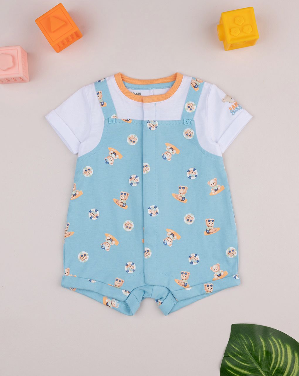 βρεφικό φορμάκι γαλάζιο/λευκό surfing για αγόρι