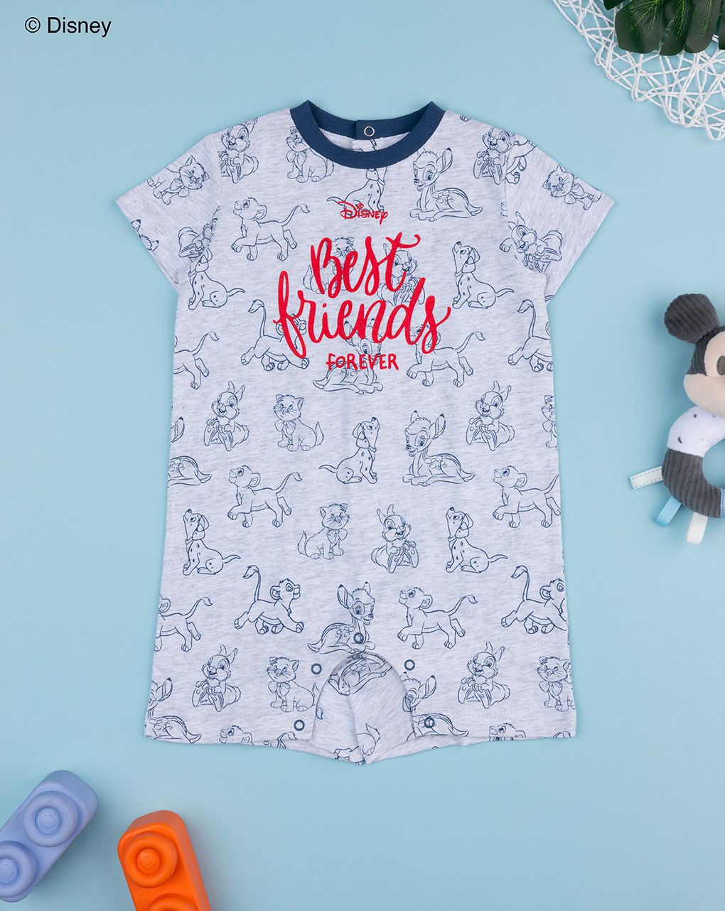 βρεφική ολόσωμη πιτζάμα γκρι disney για αγόρι - Prénatal
