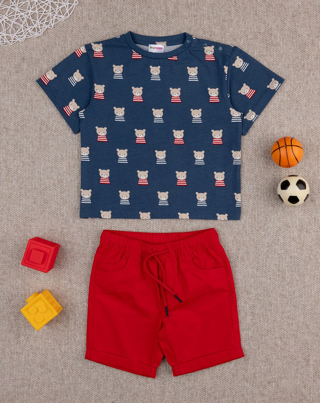 βρεφικό σετ t-shirt και σορτσάκι με αρκουδάκια για αγόρι