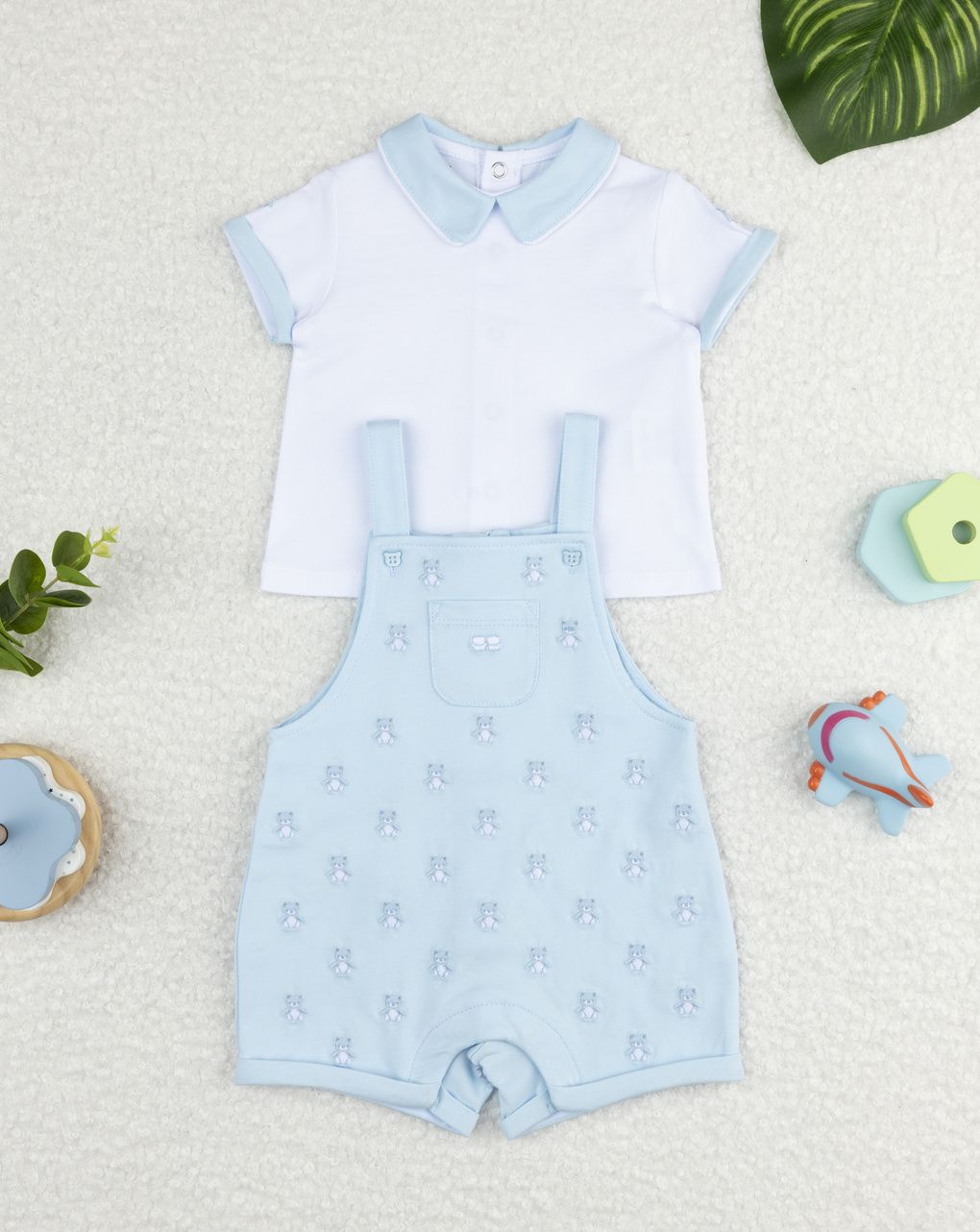βρεφικό σετ t-shirt και σαλοπέτα με αρκουδάκια για αγόρι