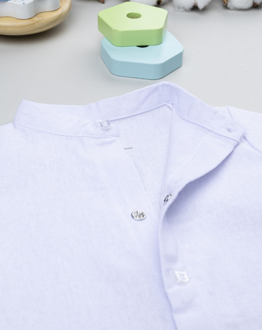 βρεφικό κοντομάνικο πουκάμισο λευκό για αγόρι - Prénatal