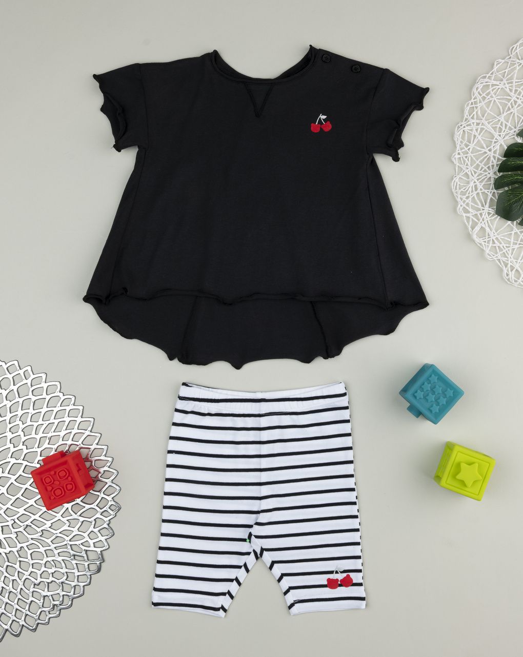 βρεφικό σετ t-shirt και κολάν με κεράσια για κορίτσι - Prénatal