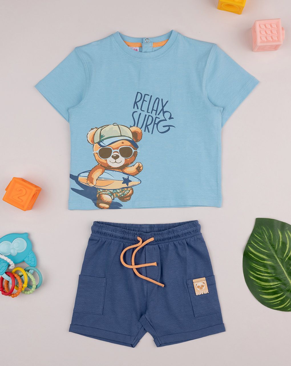 βρεφικό σετ t-shirt και σορτσάκι surf για αγόρι