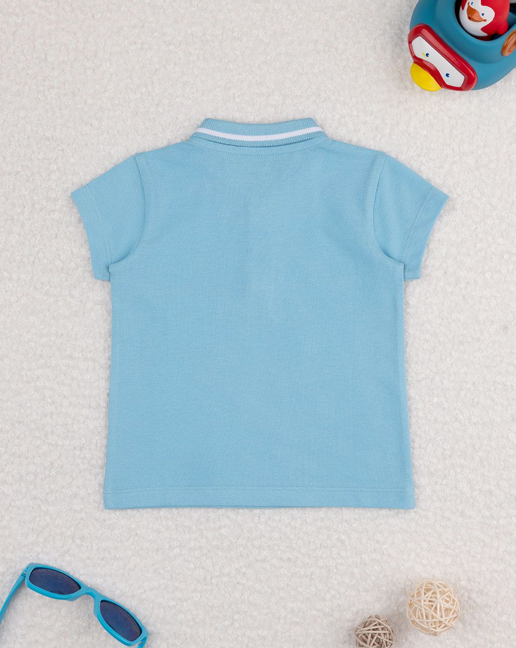 βρεφικό t-shirt πόλο γαλάζιο dino για αγόρι - Prénatal