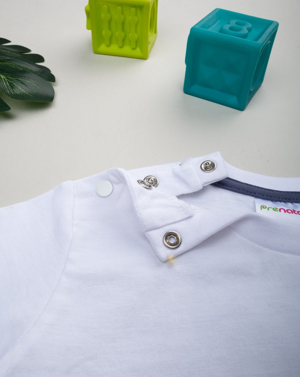 βρεφική πιτζάμα λευκή/μπλε με αρκουδάκι για αγόρι - Prénatal