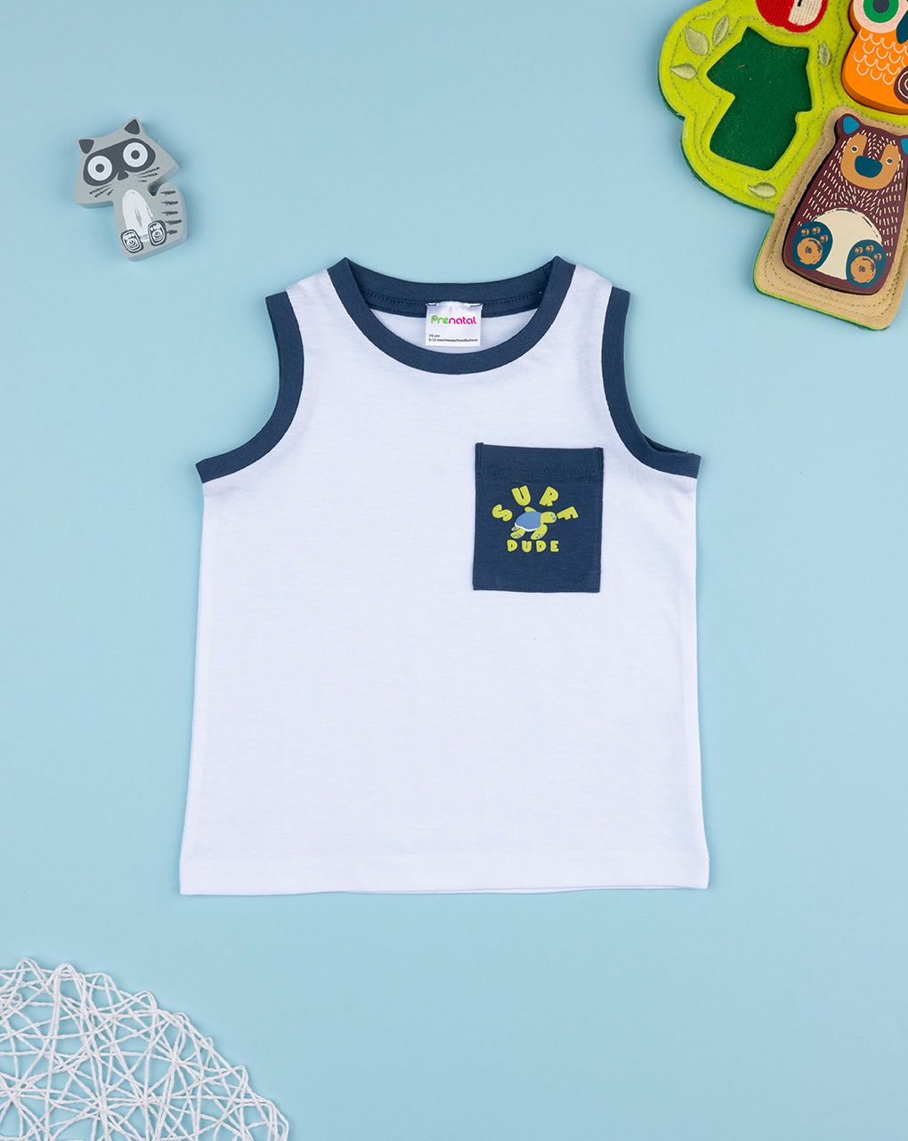 βρεφική μπλούζα λευκή surf dude για αγόρι - Prénatal