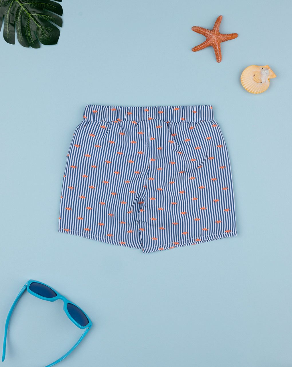 βρεφικό μαγιό boxer ριγέ μπλε/λευκό με ψάρια για αγόρι - Prénatal