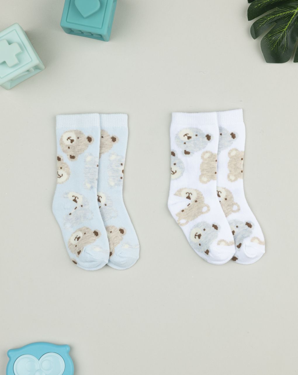 βρεφικά καλτσάκια πακέτο x2 με αρκουδάκια για αγόρι - Prénatal