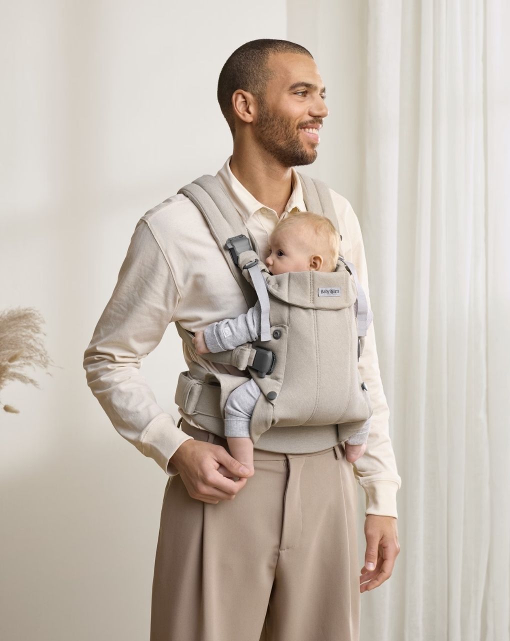 Babybjörn μάρσιπος harmony woven mélange light beige 088032 - Baby Bjorn