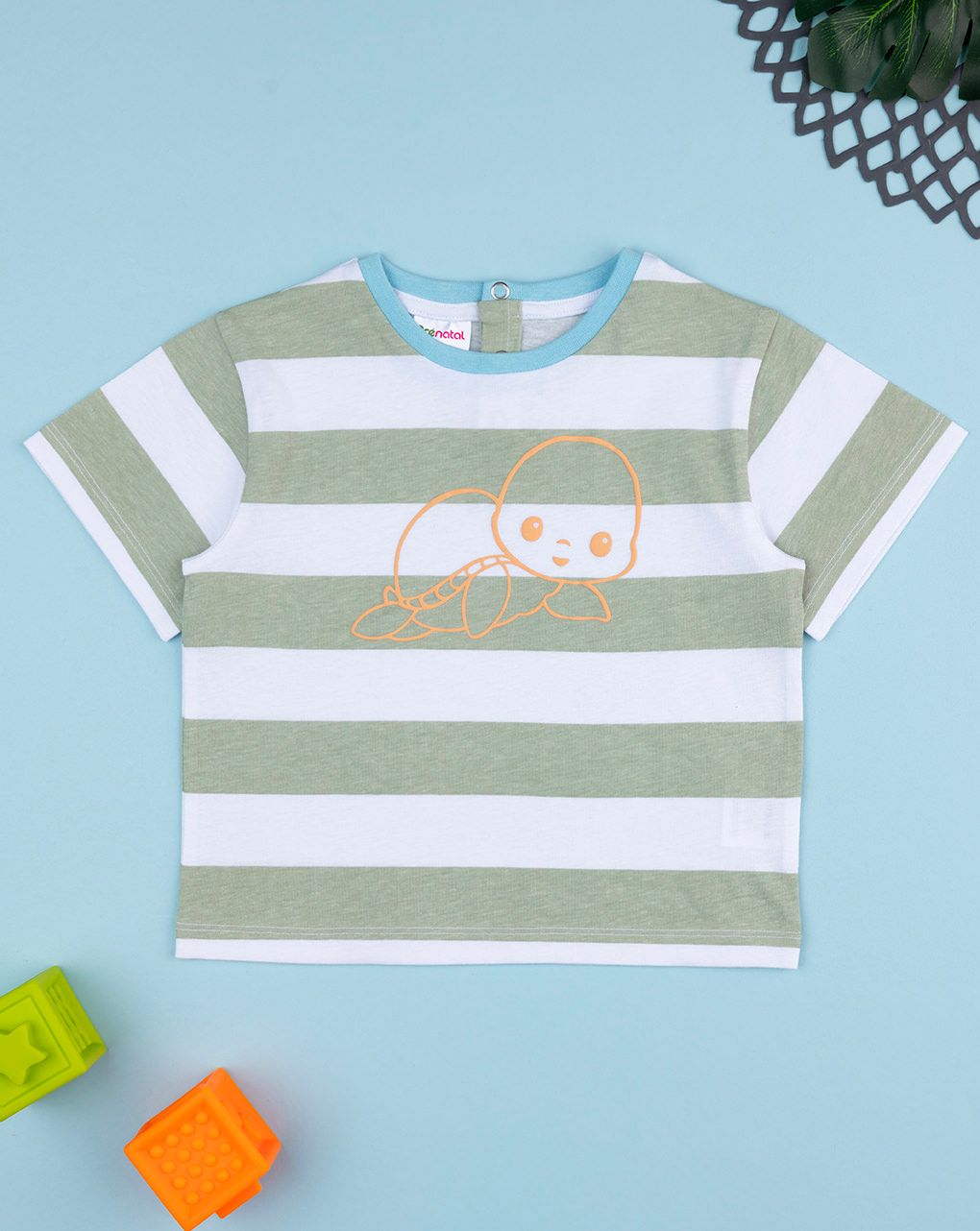 βρεφικό t-shirt ριγέ με χελώνα για αγόρι - Prénatal