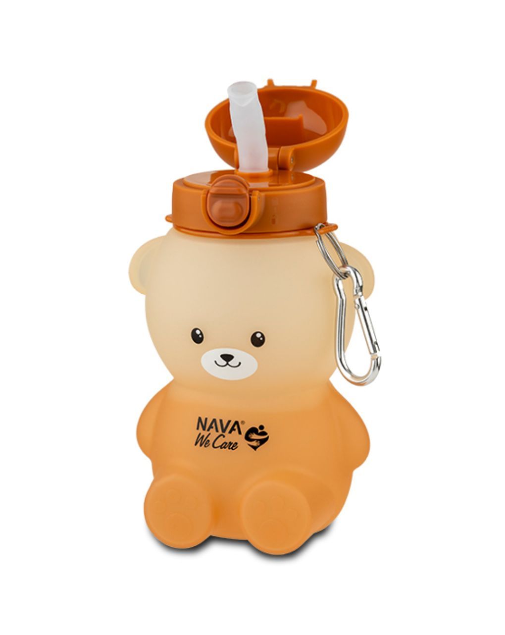 Nava μπουκάλι νερού σιλικόνης καφέ-μπεζ αρκουδάκι "we care" 600ml 10-006-020 - Nava