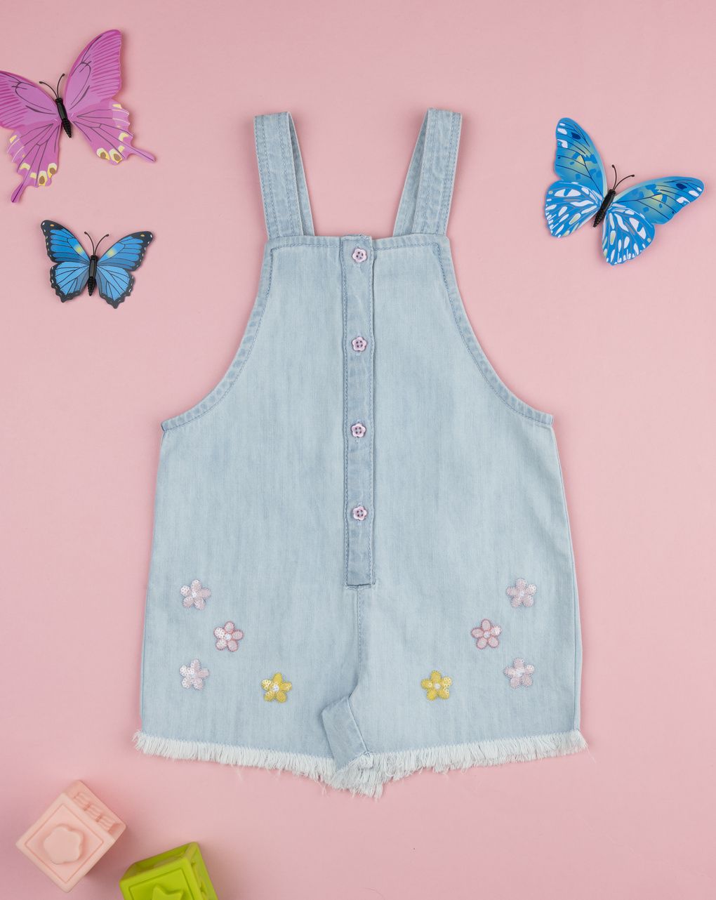 βρεφική τζιν ολόσωμη φόρμα με λουλούδια για κορίτσι - Prénatal
