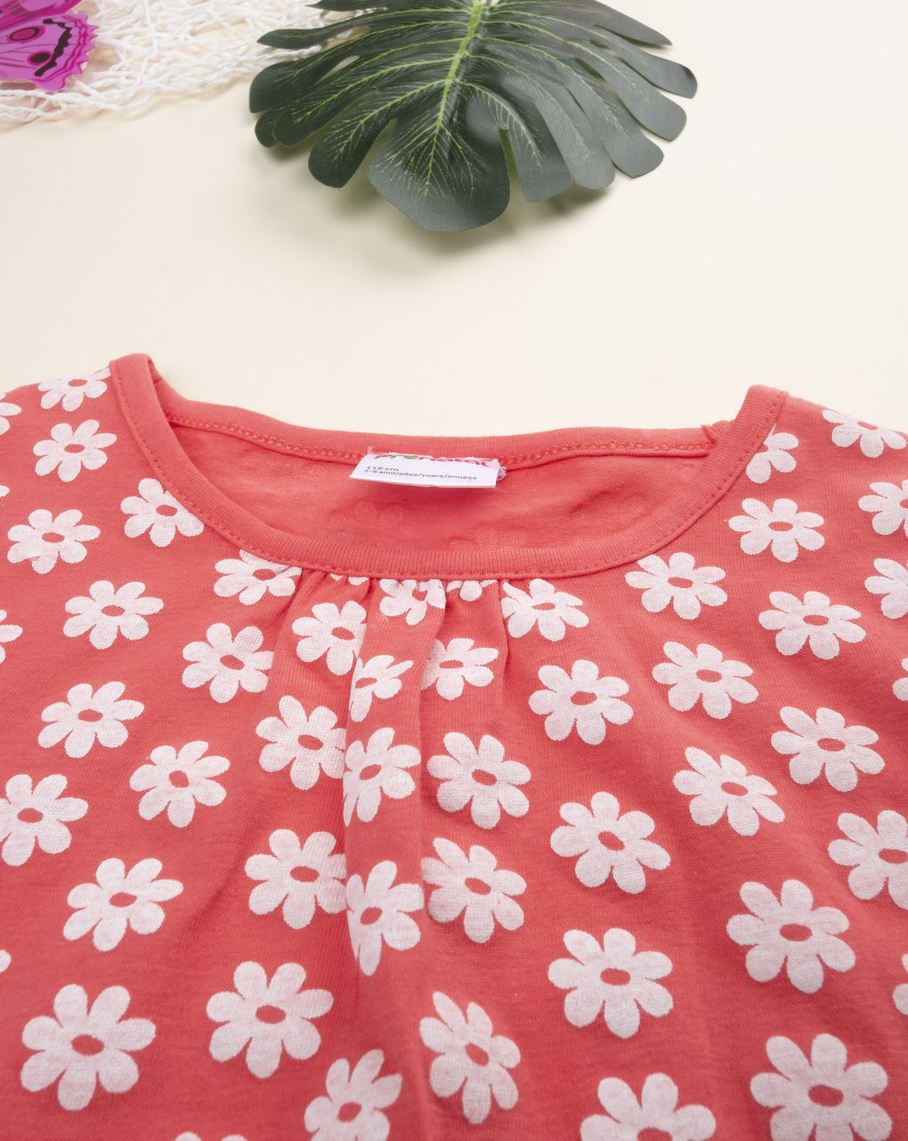 παιδικό φόρεμα κοραλί με μαργαρίτες για κορίτσι - Prénatal
