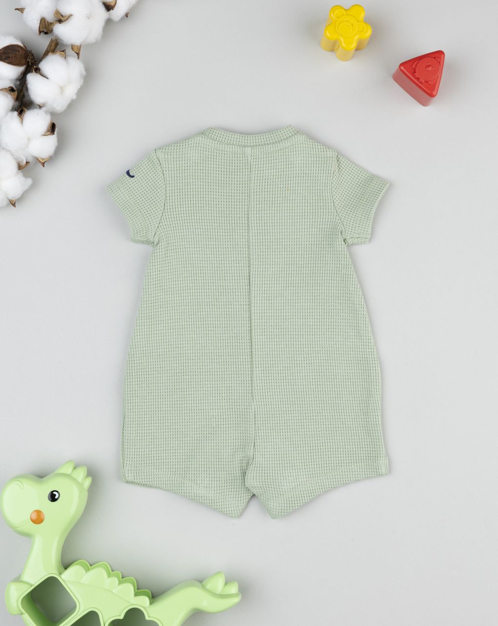 βρεφικό φορμάκι γκοφρέ πράσινο με δεινόσαυρο για αγόρι - Prénatal