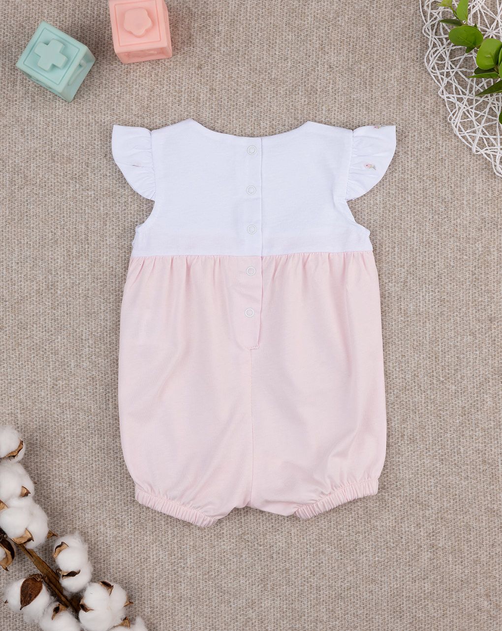 βρεφικό φορμάκι λευκό/ροζ με λουλούδια για κορίτσι - Prénatal