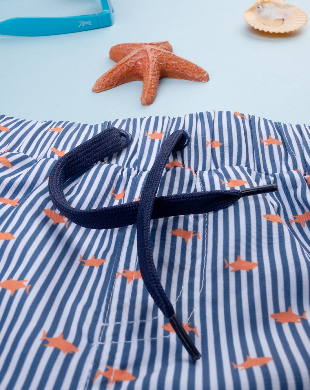 παιδικό μαγιό boxer ριγέ μπλε/λευκό με ψάρια για αγόρι - Prénatal