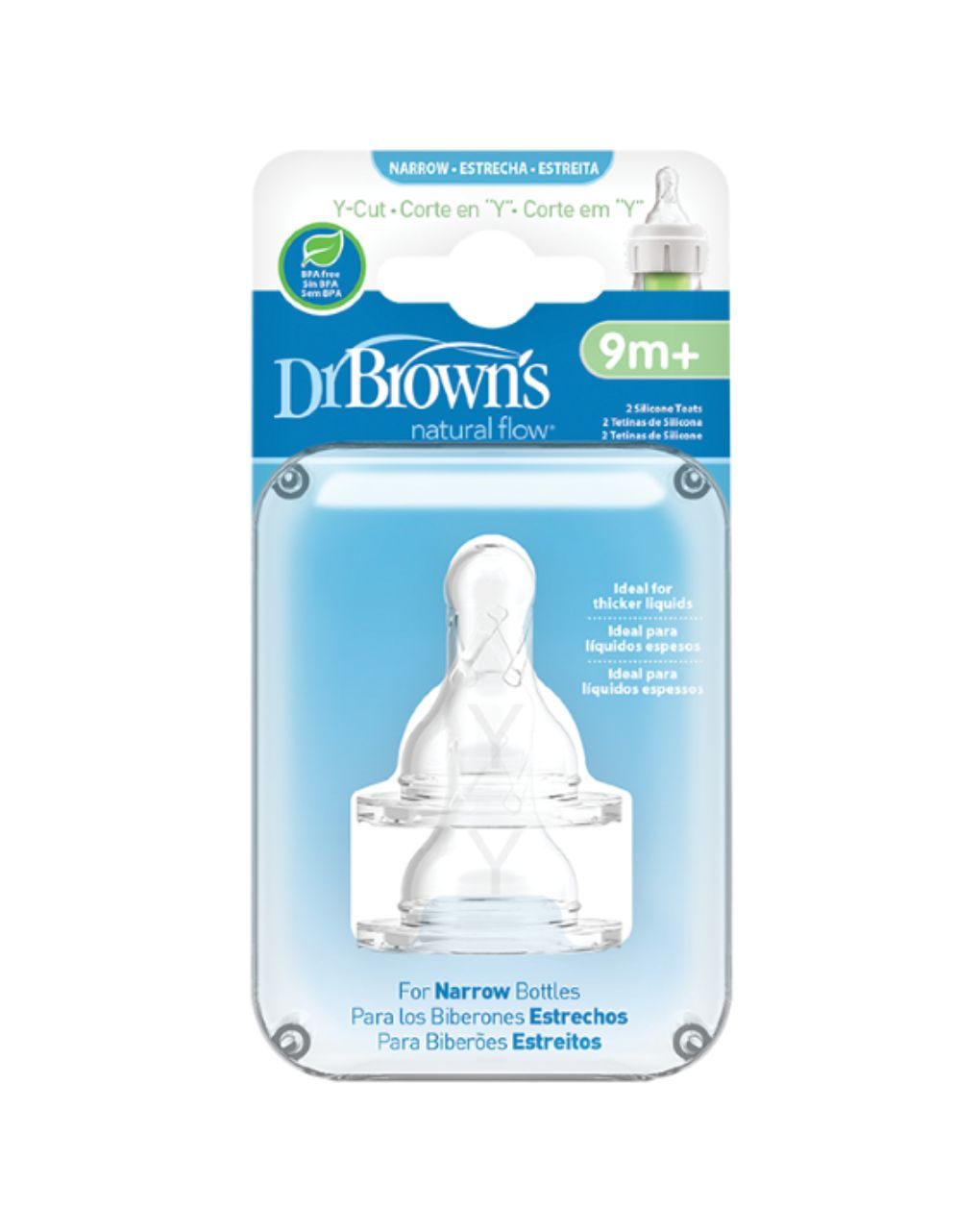 Dr. brown's options+ θηλές σιλικόνης y-cut κατά των κολικών με στενό λαιμό 9m+ 112.70.1hc.097 - Dr Browns