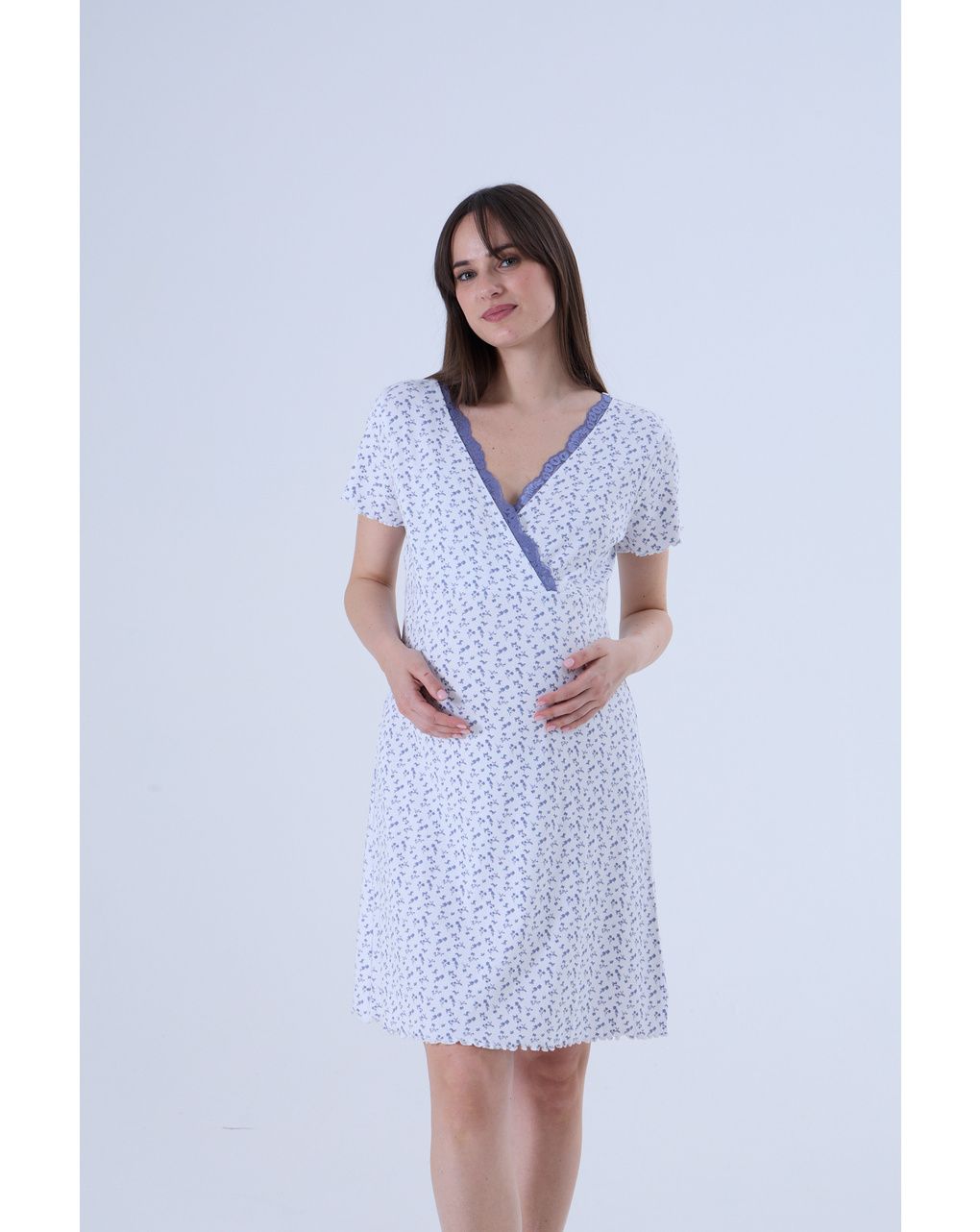 γυναικείο νυχτικό εγκυμοσύνης/θηλασμού φλοράλ μπλε - Prénatal