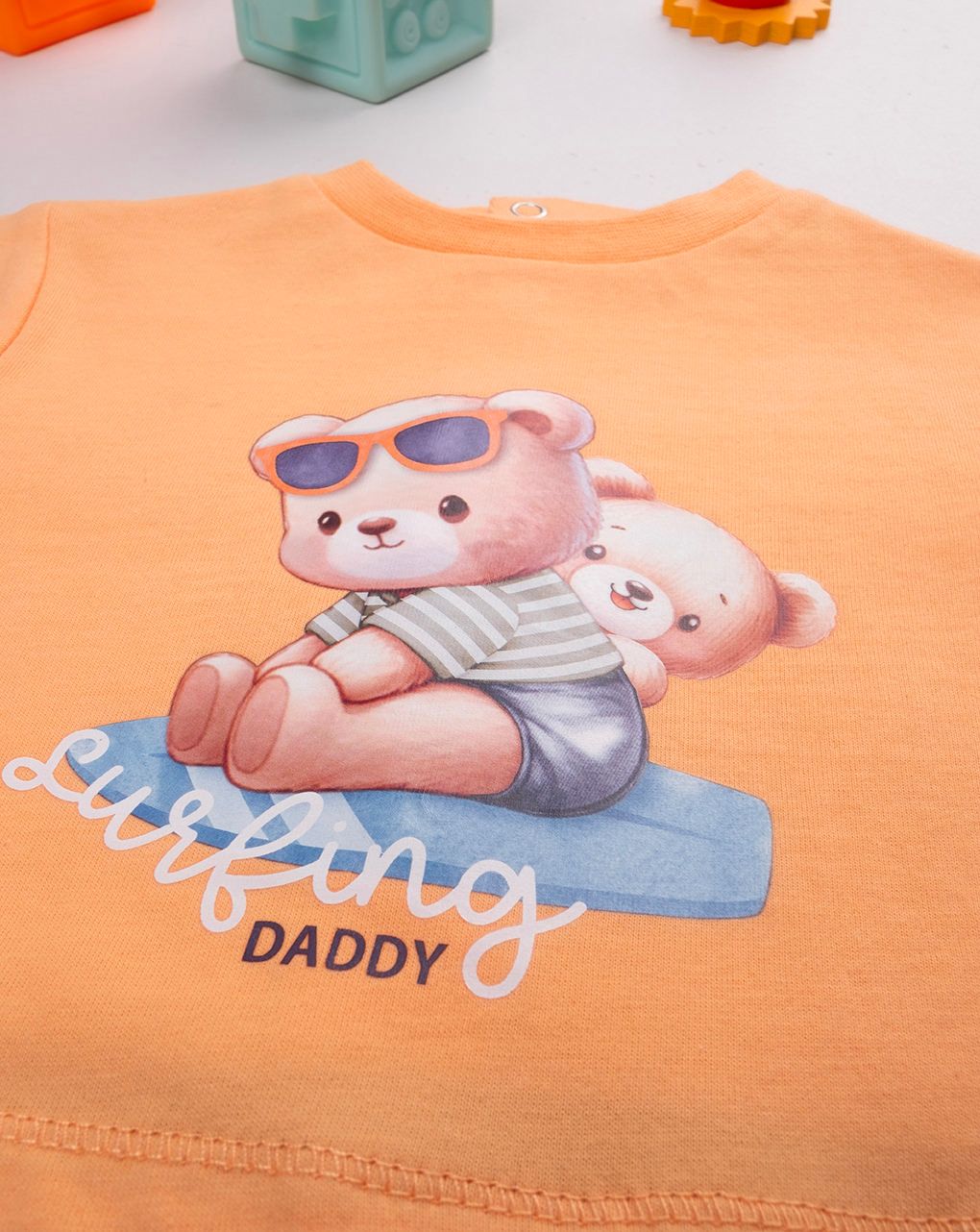 βρεφικό φορμάκι πορτοκαλί/μπλε surfing για αγόρι - Prénatal