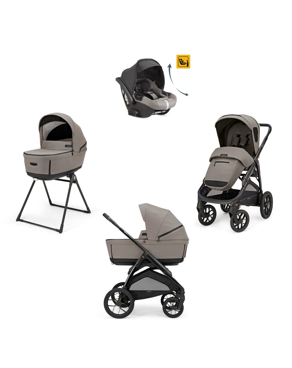 Inglesina σύστημα μεταφοράς quattro aptica xt darwin recline με σκελετό nero tundra beige