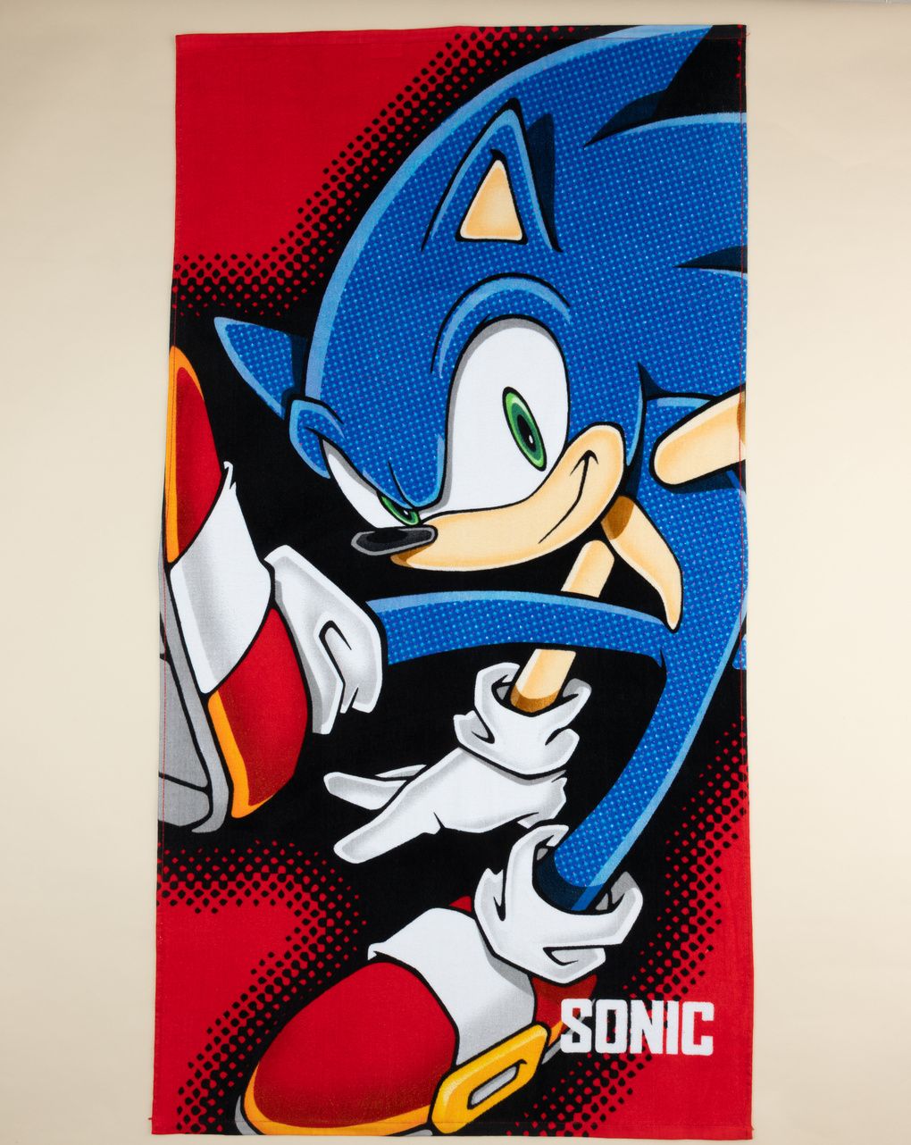 παιδική πετσέτα θαλάσσης κόκκινη sonic για αγόρι