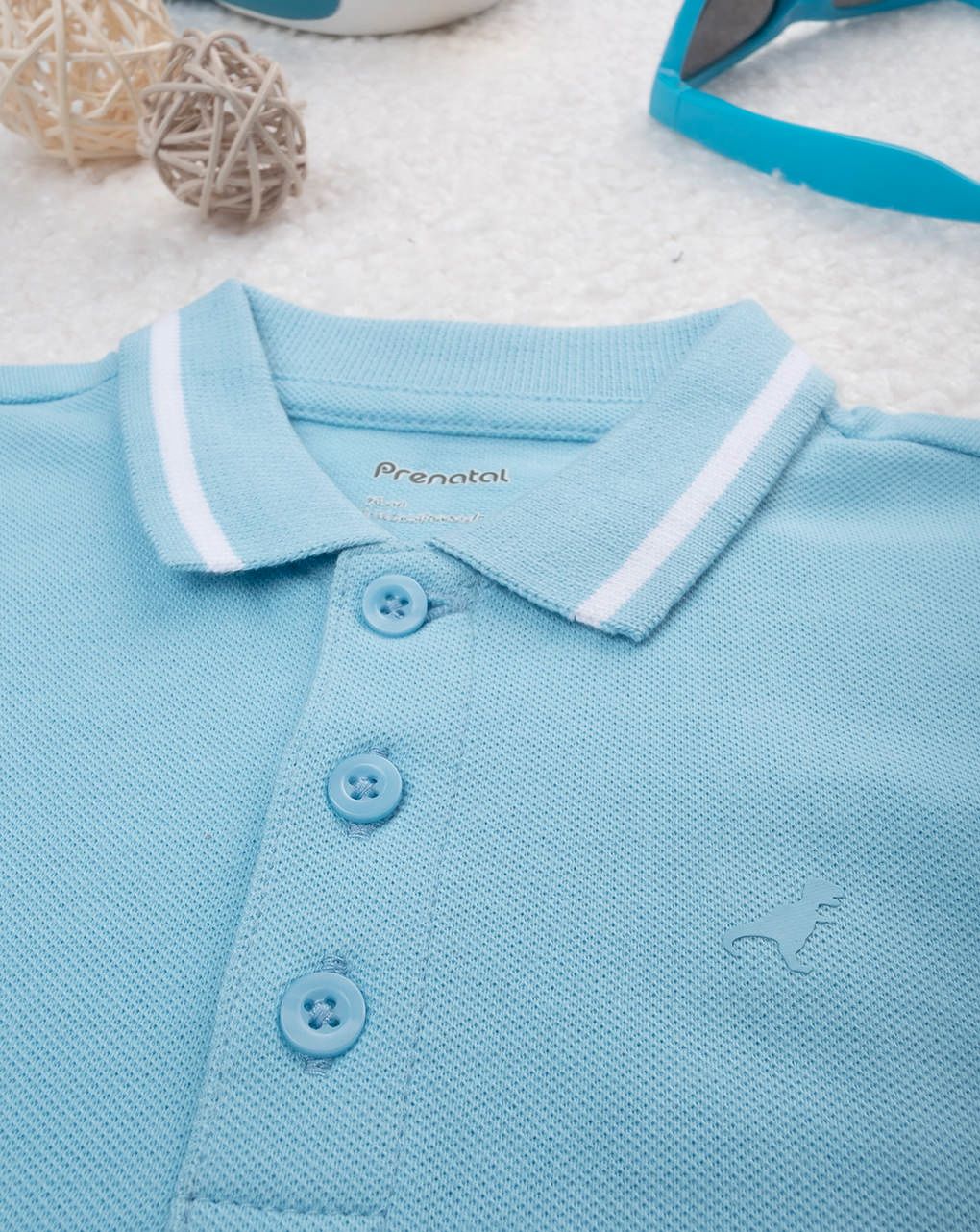 βρεφικό t-shirt πόλο γαλάζιο dino για αγόρι - Prénatal