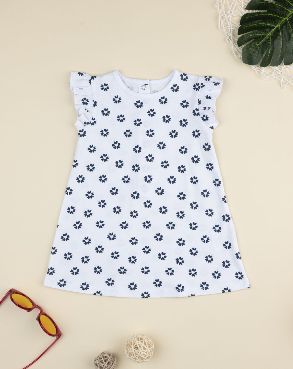 βρεφικό φόρεμα λευκό με λουλούδια για κορίτσι