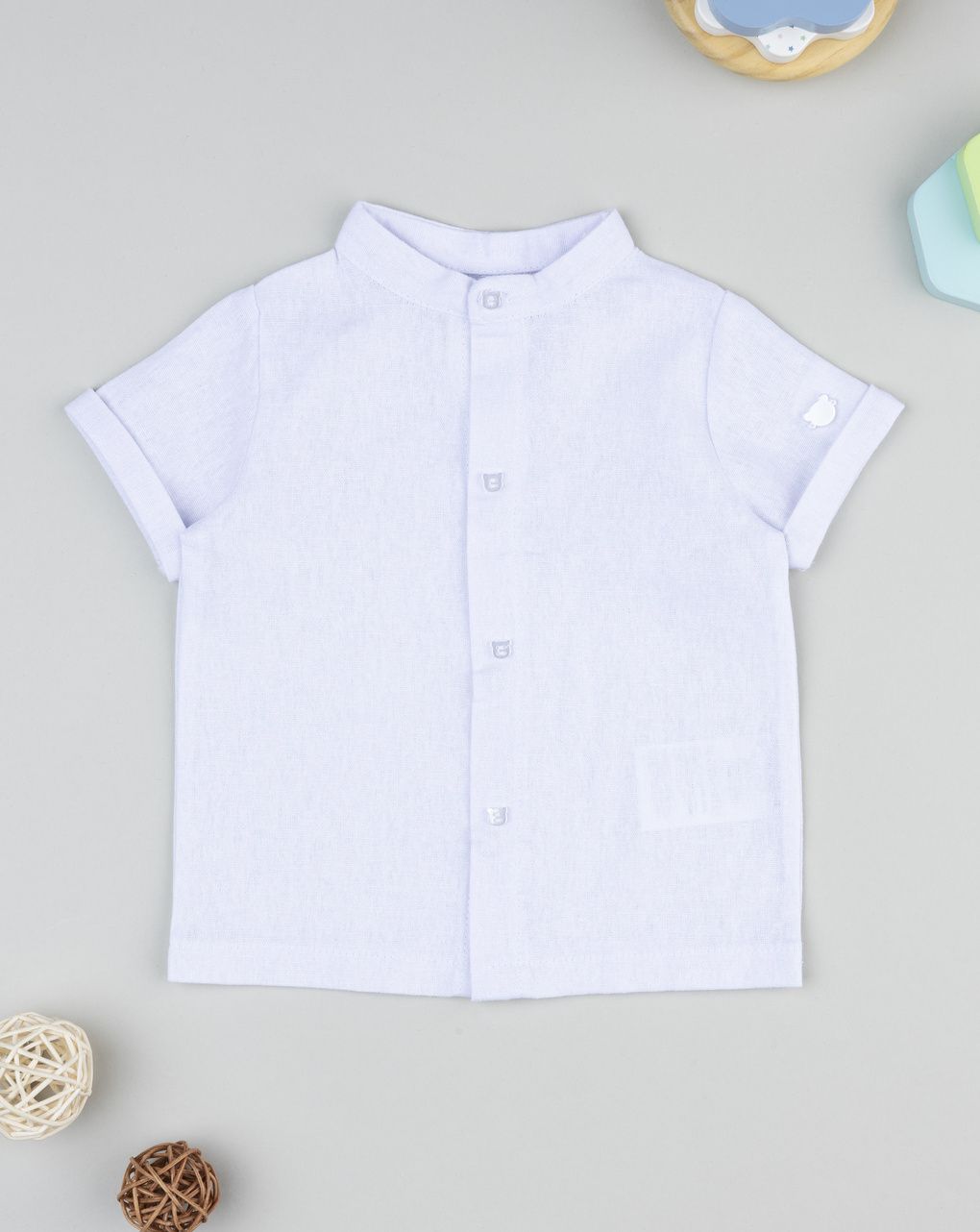 βρεφικό κοντομάνικο πουκάμισο λευκό για αγόρι - Prénatal