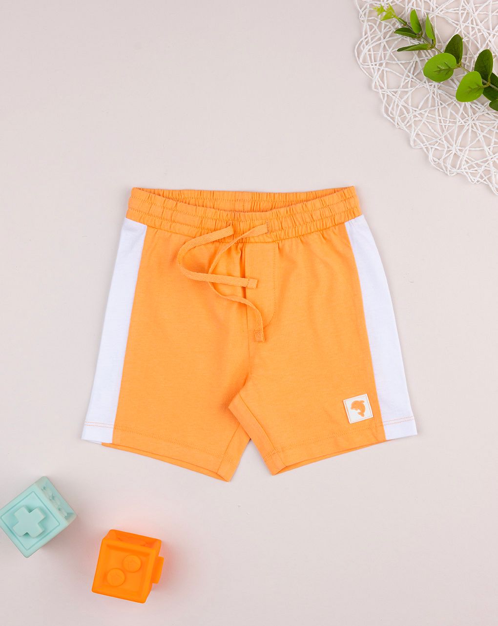 βρεφικό σορτσάκι πορτοκαλί με δελφίνι για αγόρι