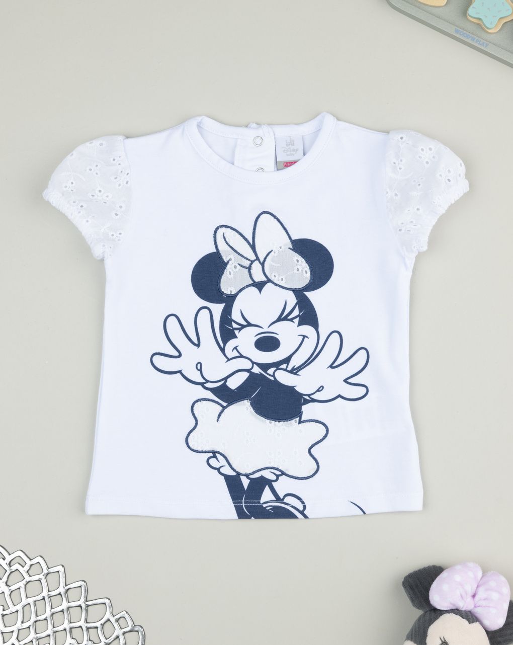 βρεφικό t-shirt λευκό minnie sangallo για κορίτσι - Prénatal