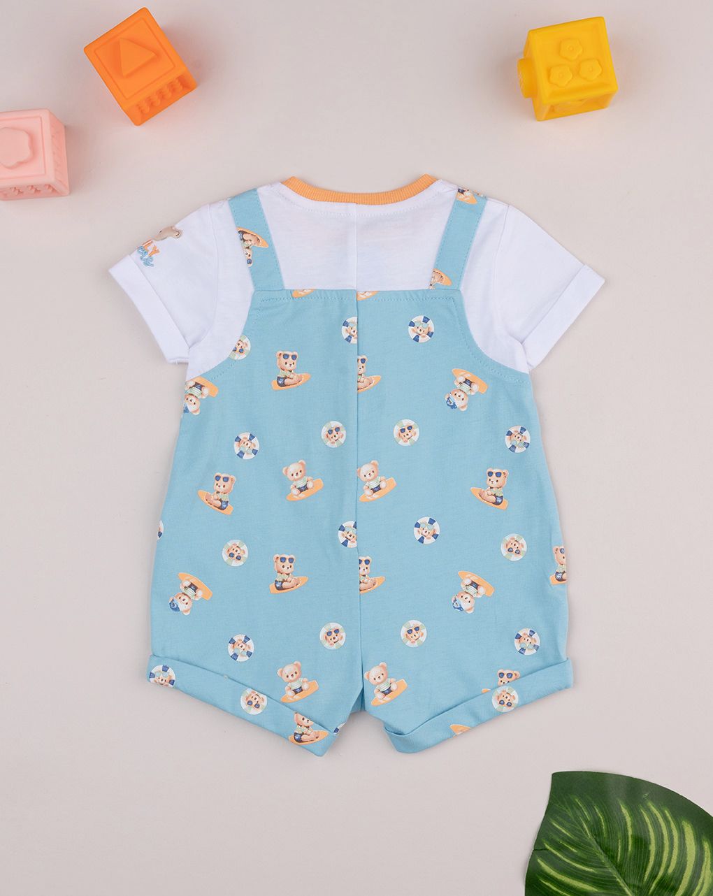 βρεφικό φορμάκι γαλάζιο/λευκό surfing για αγόρι - Prénatal